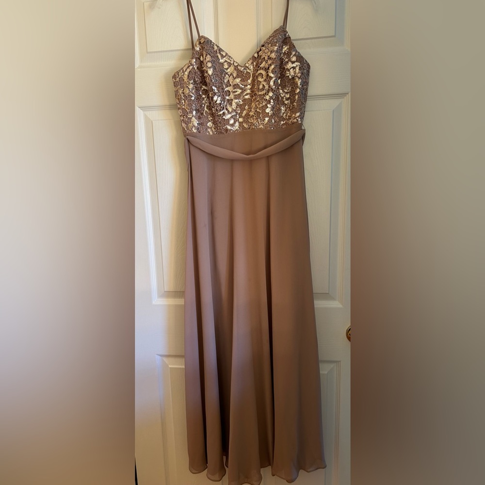 Bridesmaids dress; Color; Latte; Size 6